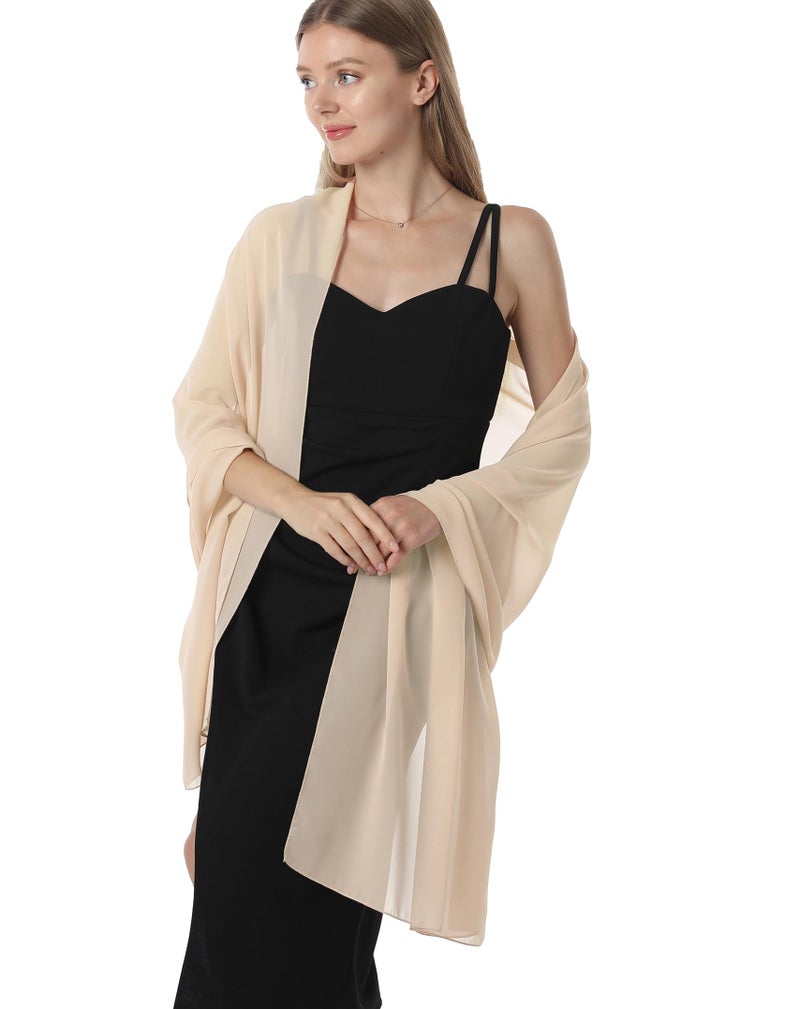 Hotshawl Chiffon Shawls and Wraps for Evening Dresses Women Elegant Soft Scarf Bridal Scarve Wedding Stole (Champagne(chiffon), One Size) - Image 5